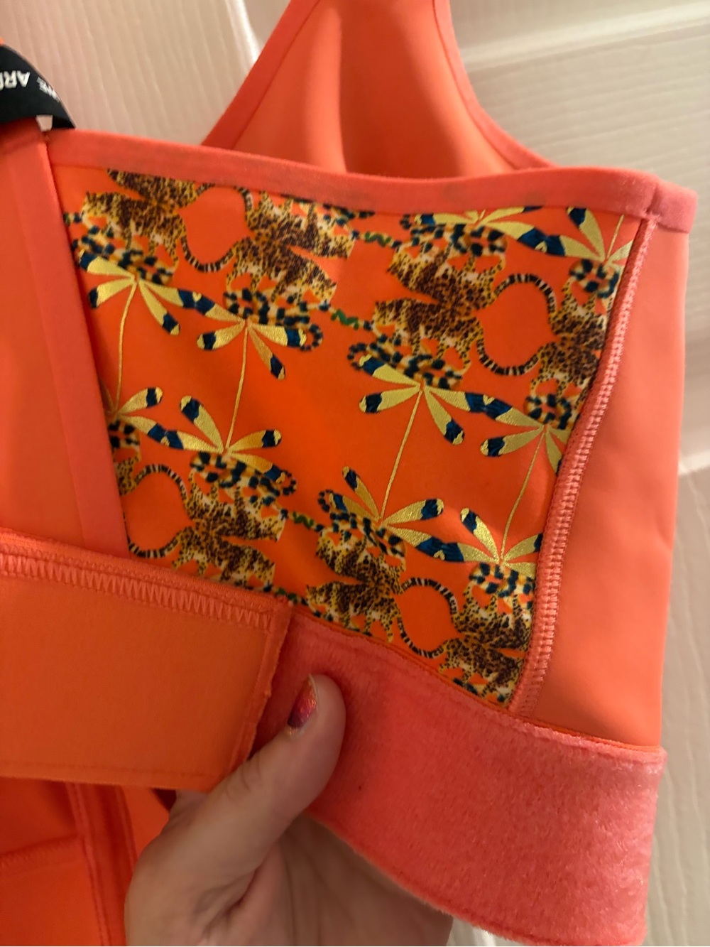 SHEFIT 4Luxe Zip Front Ultimate Flex Volition Orange Gold leopard dragonfly